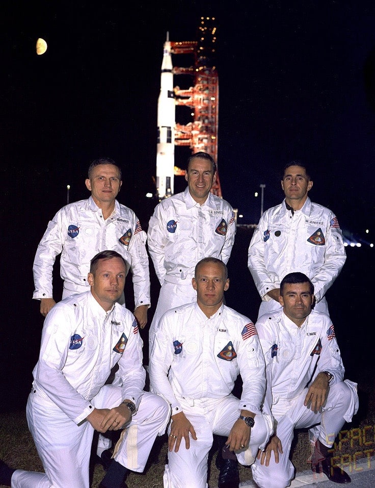 Crew (First Line) - Borman, Lovell and Anders. Backup Crew (Second Line); Neil Armstrong, Buzz Aldrin and Fred Haise